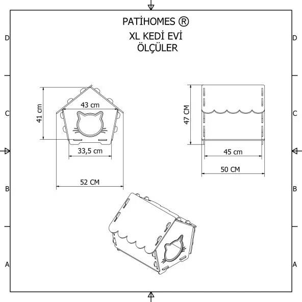 Patihomes XL Kedi Evi - Kedi Kulübesi - Minderli - 6