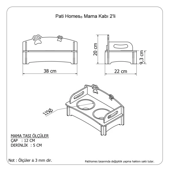 Pati Homes Kedi - Köpek  Mama Kabı 2li - Kedi Mama Su Kabı - 11