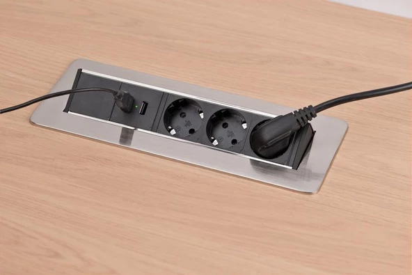 Brennenstuhl Ofis ve Mutfak Masasına Ayarlanabilir 3 Soketli 2 USB' li Priz - 4