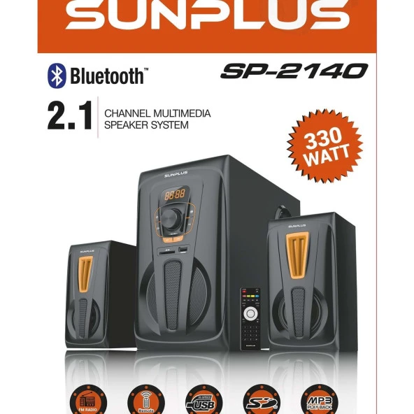 SUNPLUS SP-2140 2+1 USB/MP3/SD/FM BLUETOOTH 330W  MULTIMEDIA SPEAKER HOPARLÖR SES SİSTEMİ