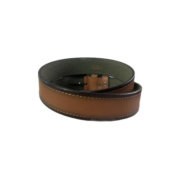 Fossil Taba Çift Dikiş Suni Deri 4 cm Erkek Kemeri-120Cm - Resim 4