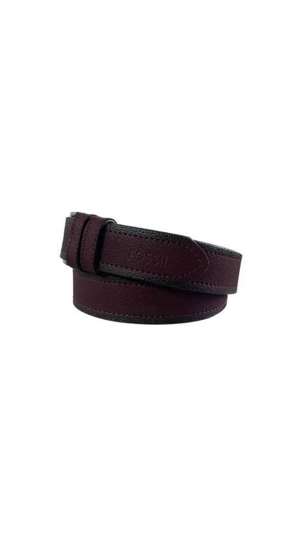 Fossil Bordo Çift Dikiş Suni Deri 4 cm Erkek Kemeri-120 Cm - Resim 2