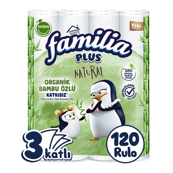 Familia Plus Natural Tuvalet Kağıdı 120 Rulo (40 Rulo x 3 Paket)