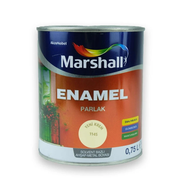 Marshall Enamel Parlak Ahşap Metal Boyası Krem 0,75 L ürün görseli