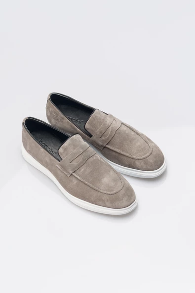 Süet Beyaz Kauçuk Taban Bağcıksız Corcik Erkek Ayakkabı - 3