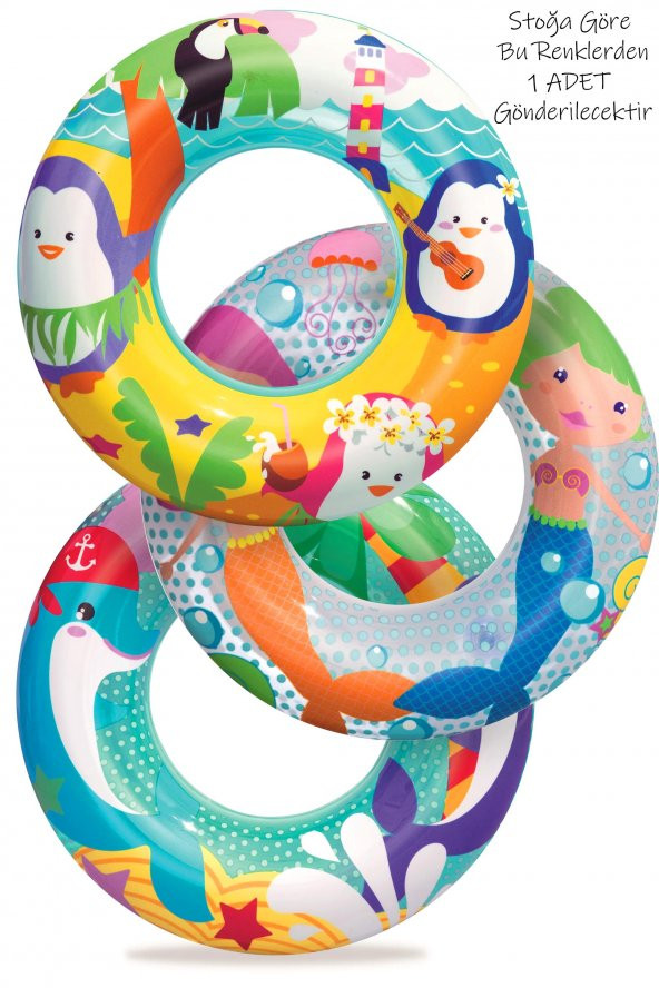 Telvesse Deniz Temalı 3-6 Yaş Simit Yüzme Simidi Havuz Deniz Şişme Yüzücü Simidi 51 cm - 2