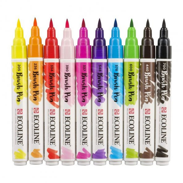 Talens Ecoline Brush Pen Fırça Uçlu Kalem 10 Renk Set BRIGHT