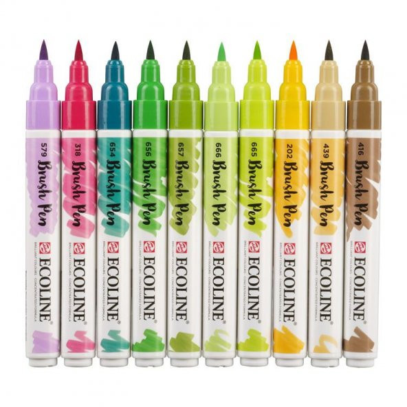 Talens Ecoline Brush Pen Fırça Uçlu Kalem 10 Renk Set BOTANIC