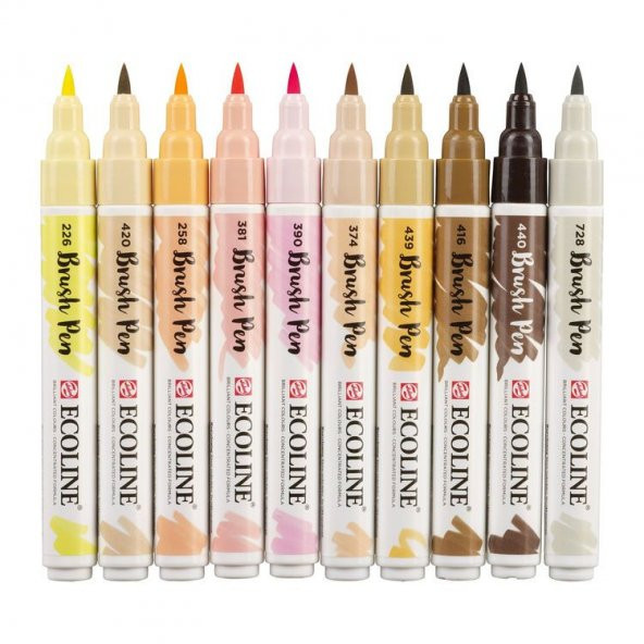 Talens Ecoline Brush Pen Fırça Uçlu Kalem 10 Renk Set SKIN