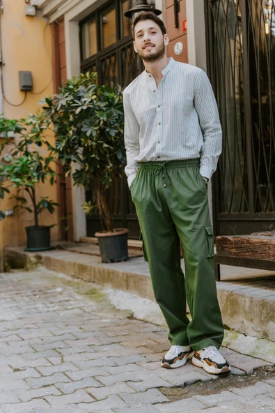 Beli Ve Paçası Lastikli Cepli Rahat Kesim Erkek Pantolon - 2