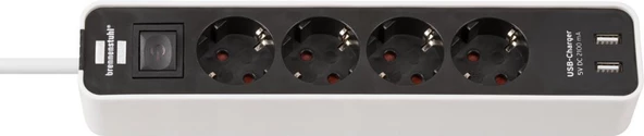 Brennenstuhl 2 X USB Hızlı Şarj Özellikli 4 Soketli Priz Beyaz - 2