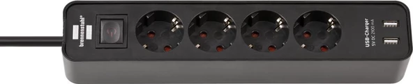 Brennenstuhl 2 X USB Hızlı Şarj Özellikli 4 Soketli Priz Siyah - 2