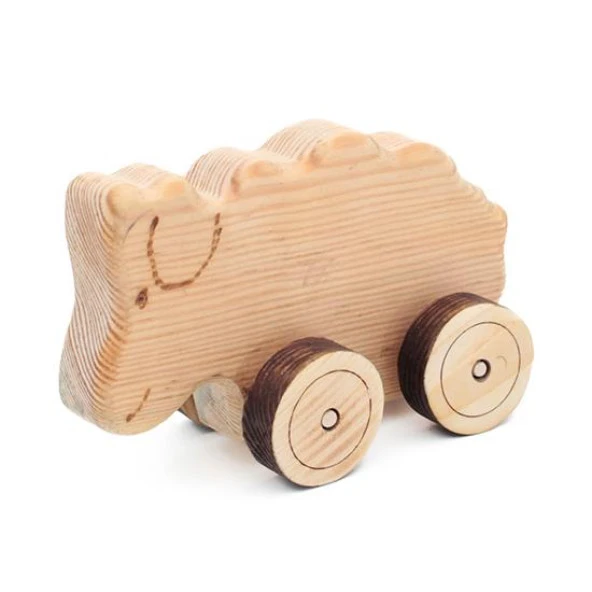 Ahşap Oyuncak Tekerlekli Araba Hayvan Model-1 - 2