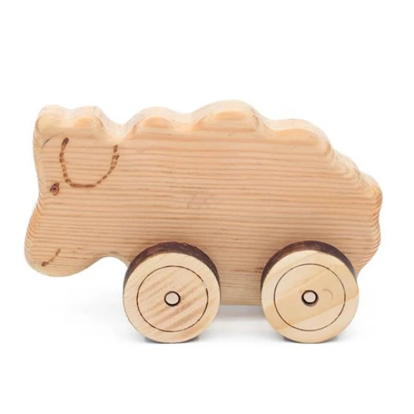 Ahşap Oyuncak Tekerlekli Araba Hayvan Model-1 - 3