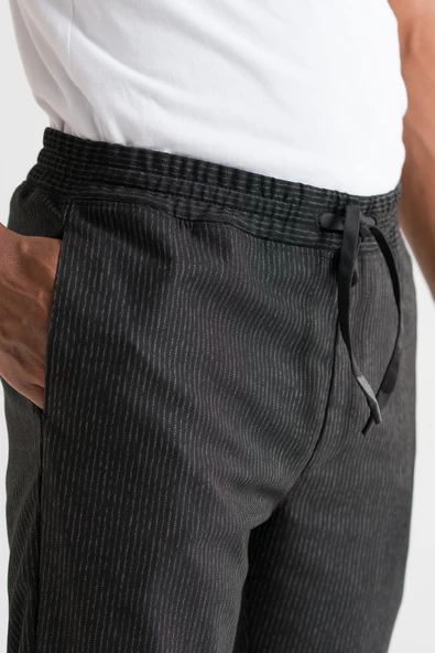 Slimfit Kapamasız Çizgili Beli Lastikli İplikli Duble Ve Dar Paça Erkek Jogger Pantolon - 12