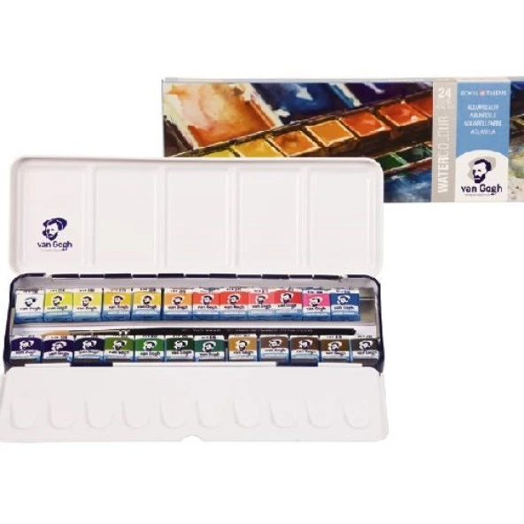 Talens Van Gogh 1/2 Tablet Sulu Boya 24 Renk Metal Kutu
