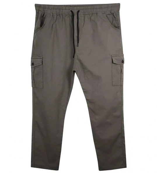 Kargo Cepli Büyük Beden Gabardin Pantolon Bej