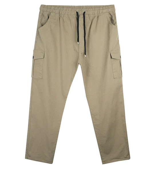 Kargo Cepli Büyük Beden Gabardin Pantolon Bej - 3