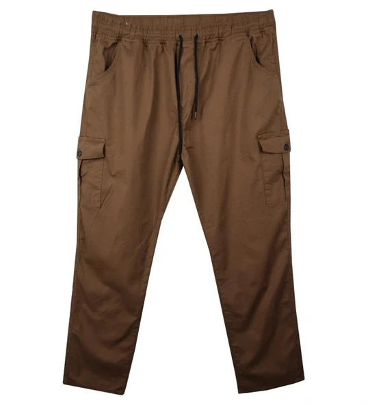 Kargo Cepli Büyük Beden Gabardin Pantolon Bej - 7