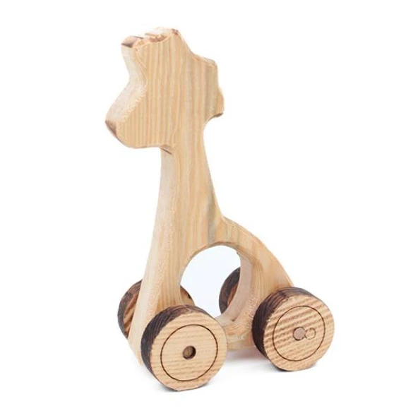 Ahşap Oyuncak Tekerlekli Araba Hayvan Model-3 - 2