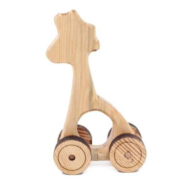 Ahşap Oyuncak Tekerlekli Araba Hayvan Model-3 - 3