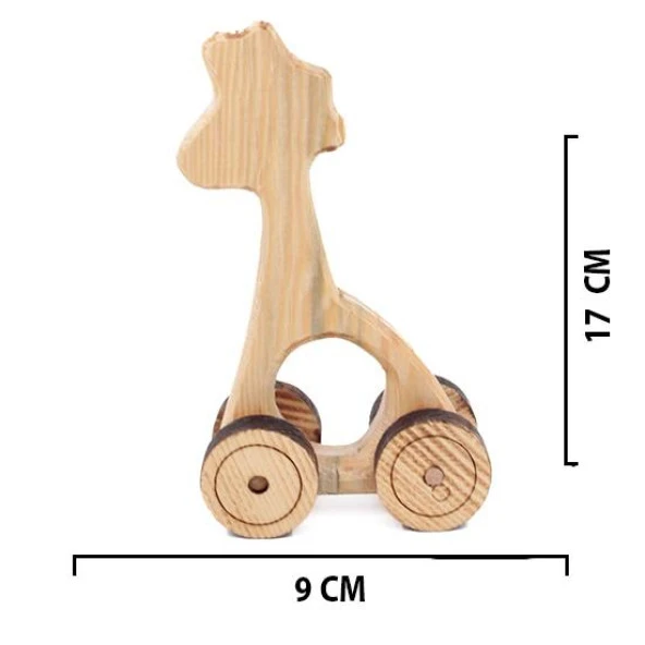 Ahşap Oyuncak Tekerlekli Araba Hayvan Model-3 - 4
