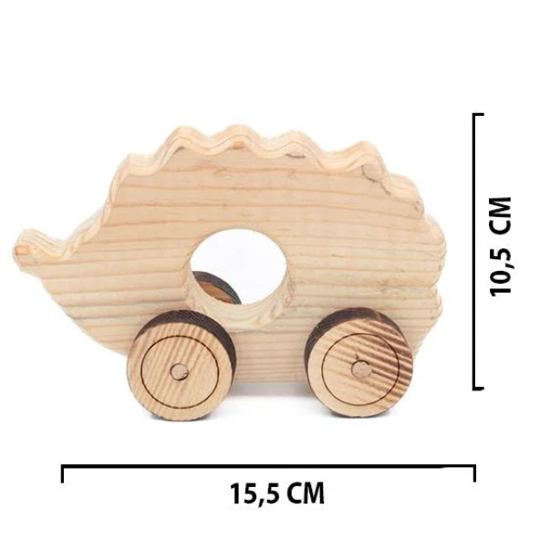 Ahşap Oyuncak Tekerlekli Araba Hayvan Model-2 - 4