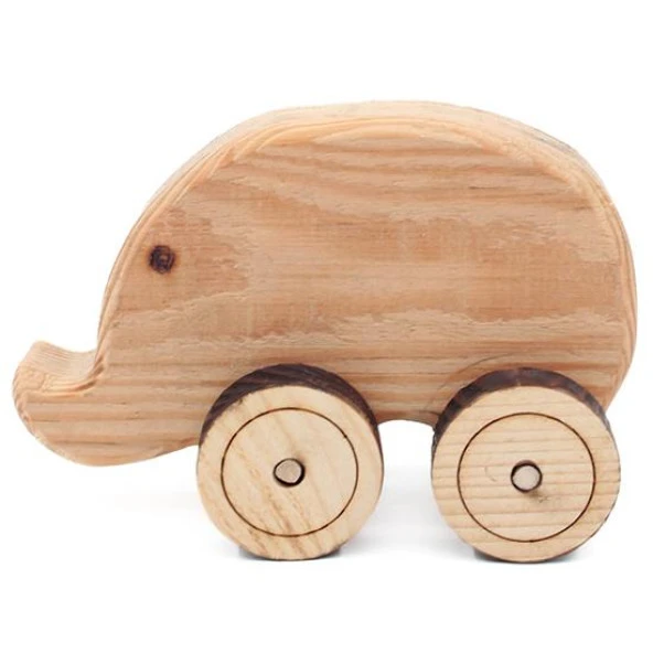 Ahşap Oyuncak Tekerlekli Araba Hayvan Model-5 - 3