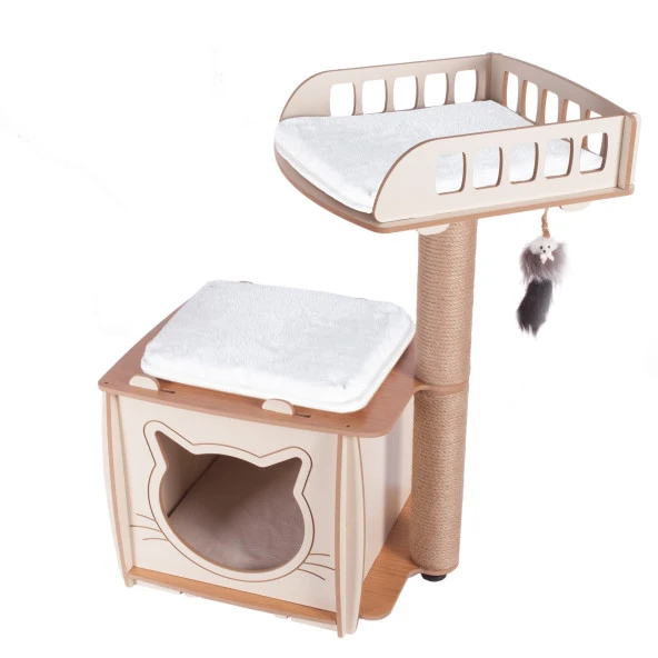 Patihomes XL Lâl Yataklı Tırmalamalı Kedi Evi - 2