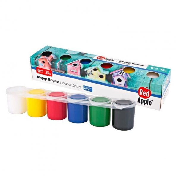 Red Apple Ahşap Boyası 6 Renk x 25 ml Sıralı Set