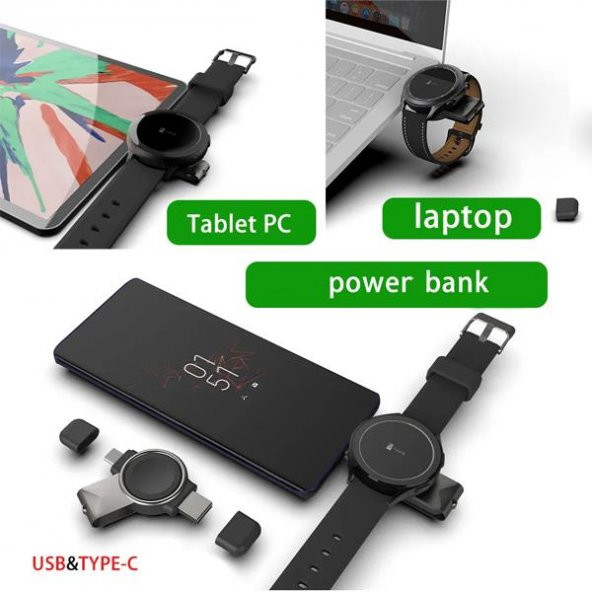 Coofbe 2in1 USB ve Type-C Girişli Samsung Watch Şarj Standı Samsung Galaxy Watch 3 4 Şarj Standı - 5