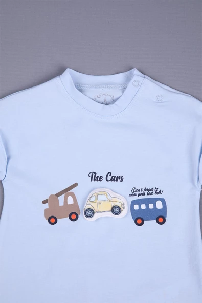Basic Unisex Penye Pamuklu Yazlık Erkek Bebek Tulum The Cars Desen - Resim 6