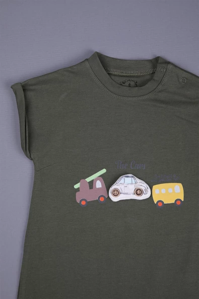 Basic Unisex Penye Pamuklu Yazlık Erkek Bebek Tulum The Cars Desen - Resim 8