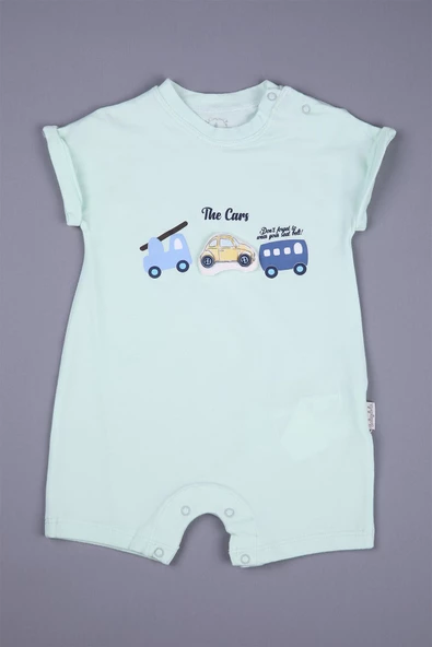 Basic Unisex Penye Pamuklu Yazlık Erkek Bebek Tulum The Cars Desen - Resim 2