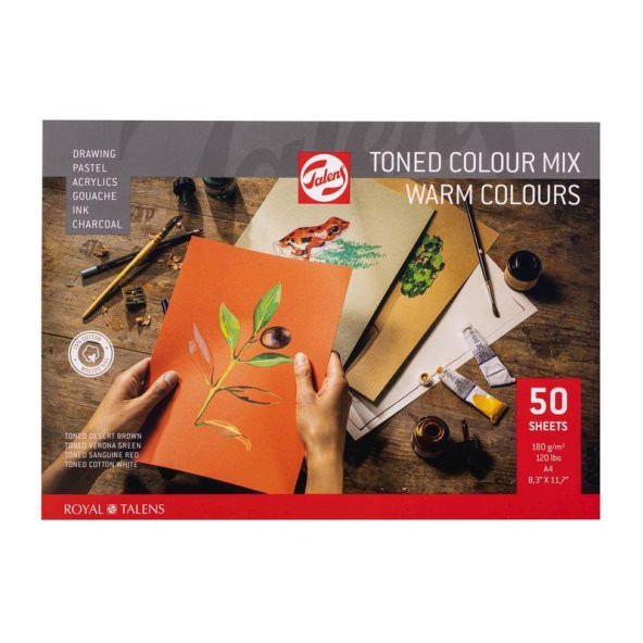 Talens Toned Colour Mix WARM Çok Amaçlı Sanatsal Blok 180 gr A4 50 yp
