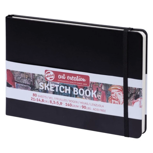 Talens Art Creation Sketchbook Sert Kapak Eskiz Defteri 140 gr 21x14,8 cm 80 yp SİYAH