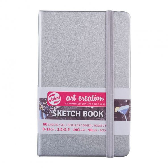 Talens Art Creation Sketchbook Sert Kapak Eskiz Defteri 140 gr 9x14 cm 80 yp SILVER