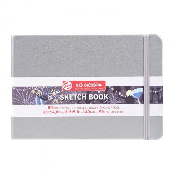 Talens Art Creation Sketchbook Sert Kapak Eskiz Defteri 140 gr 21x14,8 cm 80 yp SILVER