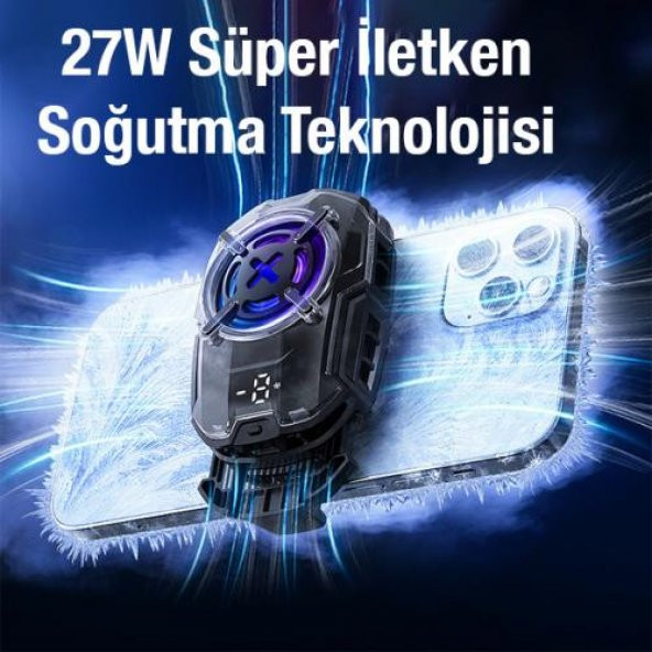 Coofbe 27W Super Akıllı Kasırga Telefon Soğutucu Dijital Göstergeli Akıllı Isı Yalıtım Soğutma Fanı Radyatör - Resim 2