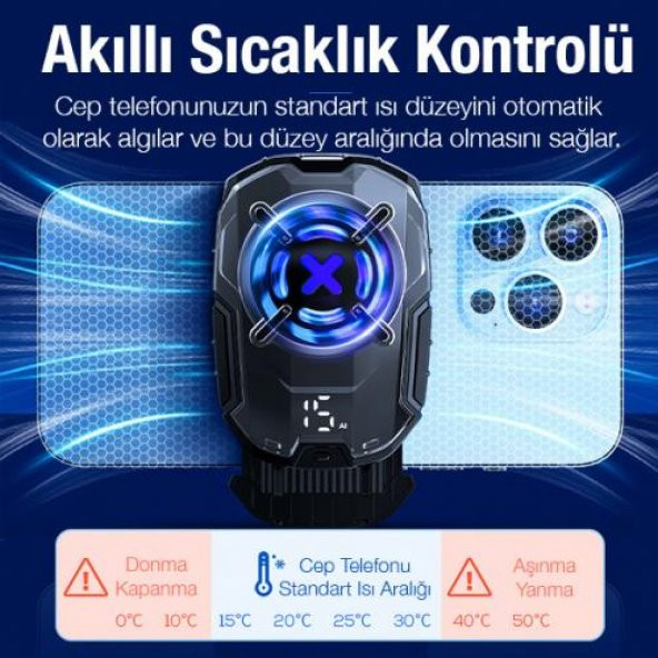 Coofbe 27W Super Akıllı Kasırga Telefon Soğutucu Dijital Göstergeli Akıllı Isı Yalıtım Soğutma Fanı Radyatör - Resim 4