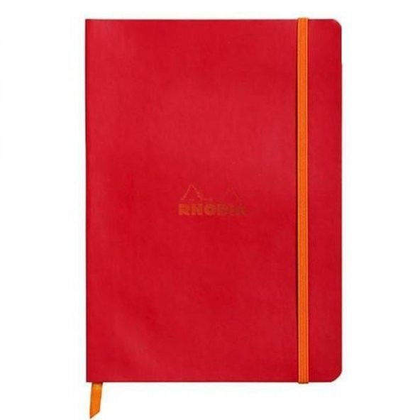 Rhodia Boutique Rodiarama Çizgili Defter A6 İtalyan Deri Kırmızı Yumuşak Kapak 105x148 mm 90 gr 72 Yaprak