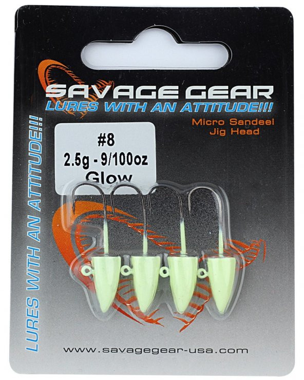 Savage gear LRF Micro sandeel jigghead 1,5g #8 4pcs Glow Suni Yem - 2