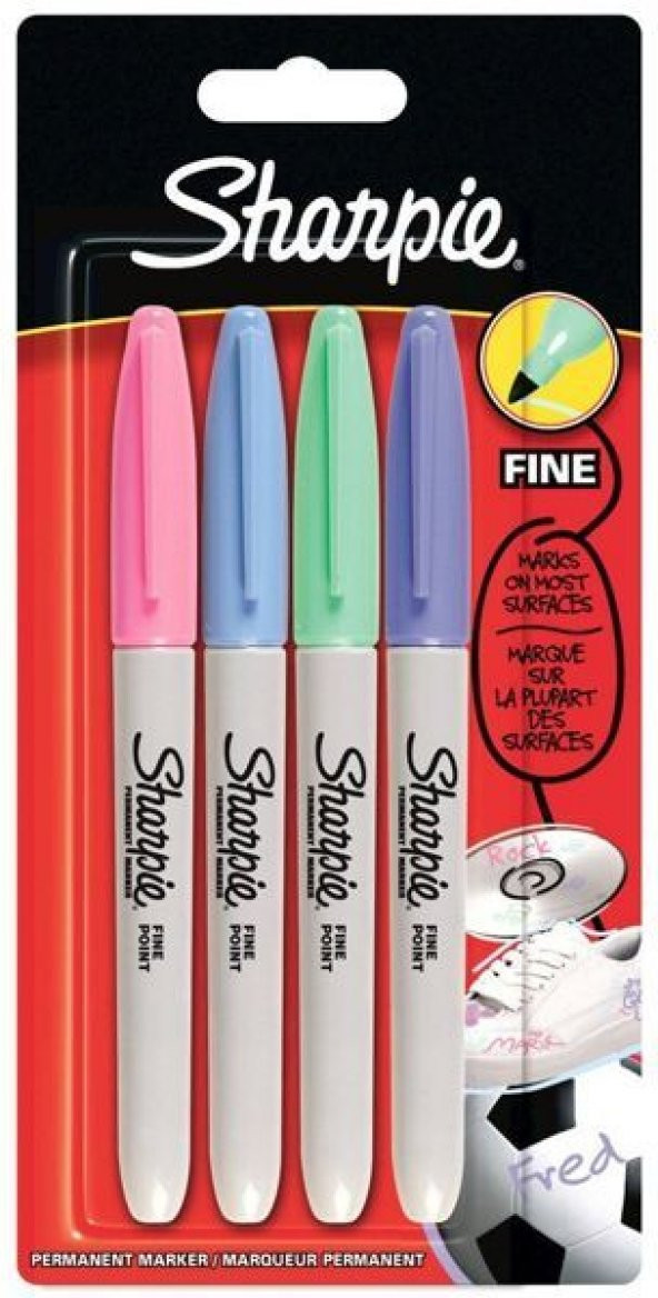 Sharpie Permanent Marker Kalem Fine Uç 4 Pastel Renk Set ürün görseli