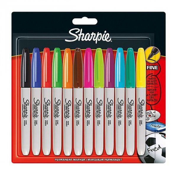 Sharpie Permanent Marker Kalem Fine Uç 12 Renk Set