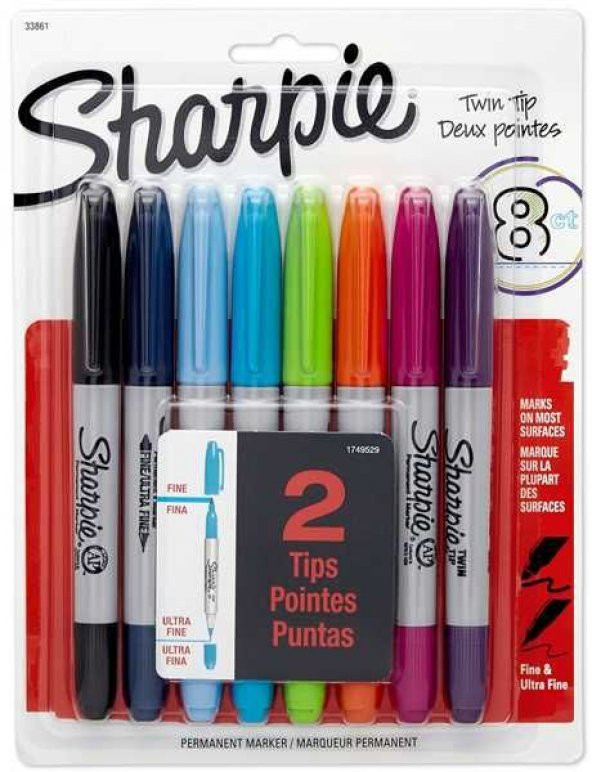 Sharpie Twin Tip Permanent Marker Kalem Çift Uçlu 8 Renk SET