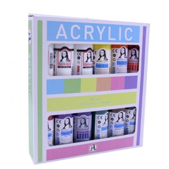 Südor Mona Lisa Akrilik Boya 12 Renk x 70 ml Set (Ekstra Beyaz)