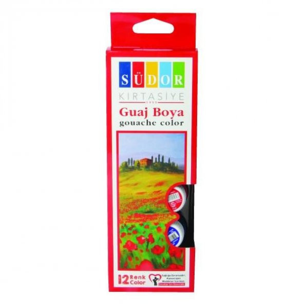 Südor Guaj Boya 12 Renk x 15 ml. Şişe