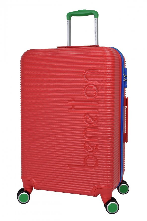 United Colors Of Benetton Lüx Abs 2li Valiz Seti Orta Boy - Kabin Boy Kırmızı BNT500 - Resim 2
