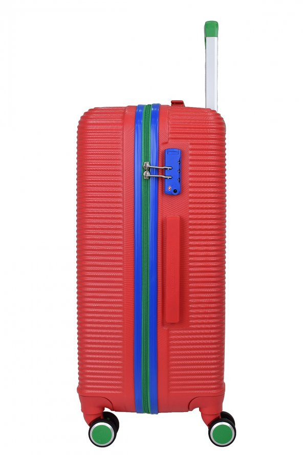 United Colors Of Benetton Lüx Abs 2li Valiz Seti Orta Boy - Kabin Boy Kırmızı BNT500 - Resim 4