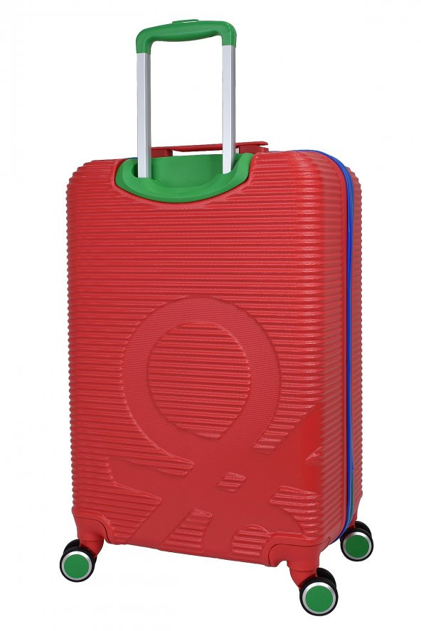United Colors Of Benetton Lüx Abs 2li Valiz Seti Orta Boy - Kabin Boy Kırmızı BNT500 - Resim 6
